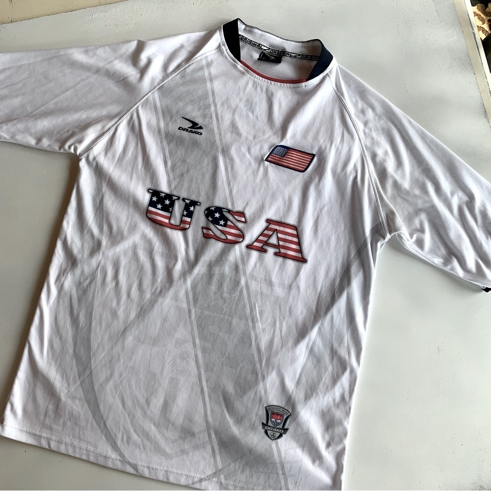 Drako Team USA Soccer Jersey Adult Size Small - Medium  Red White Blue